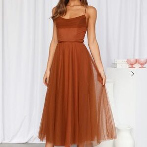 Hello Molly Chic Brown Midi Dress